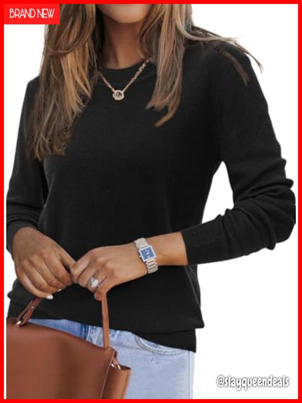 Women's Wool Blend Crew Neck Pullover Sweater